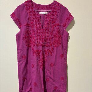 Roller Rabbit 100% Cotton Pink Tunic Dress with Embroidery - Women's S